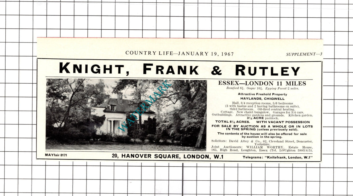 Haylands Chigwell Essex House Sale Advert - 1967 Clipping