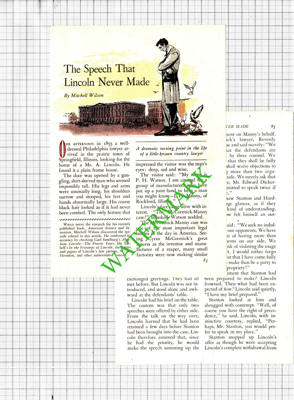 Abraham Lincoln McCormick Manny PH Watson  -1956 Article