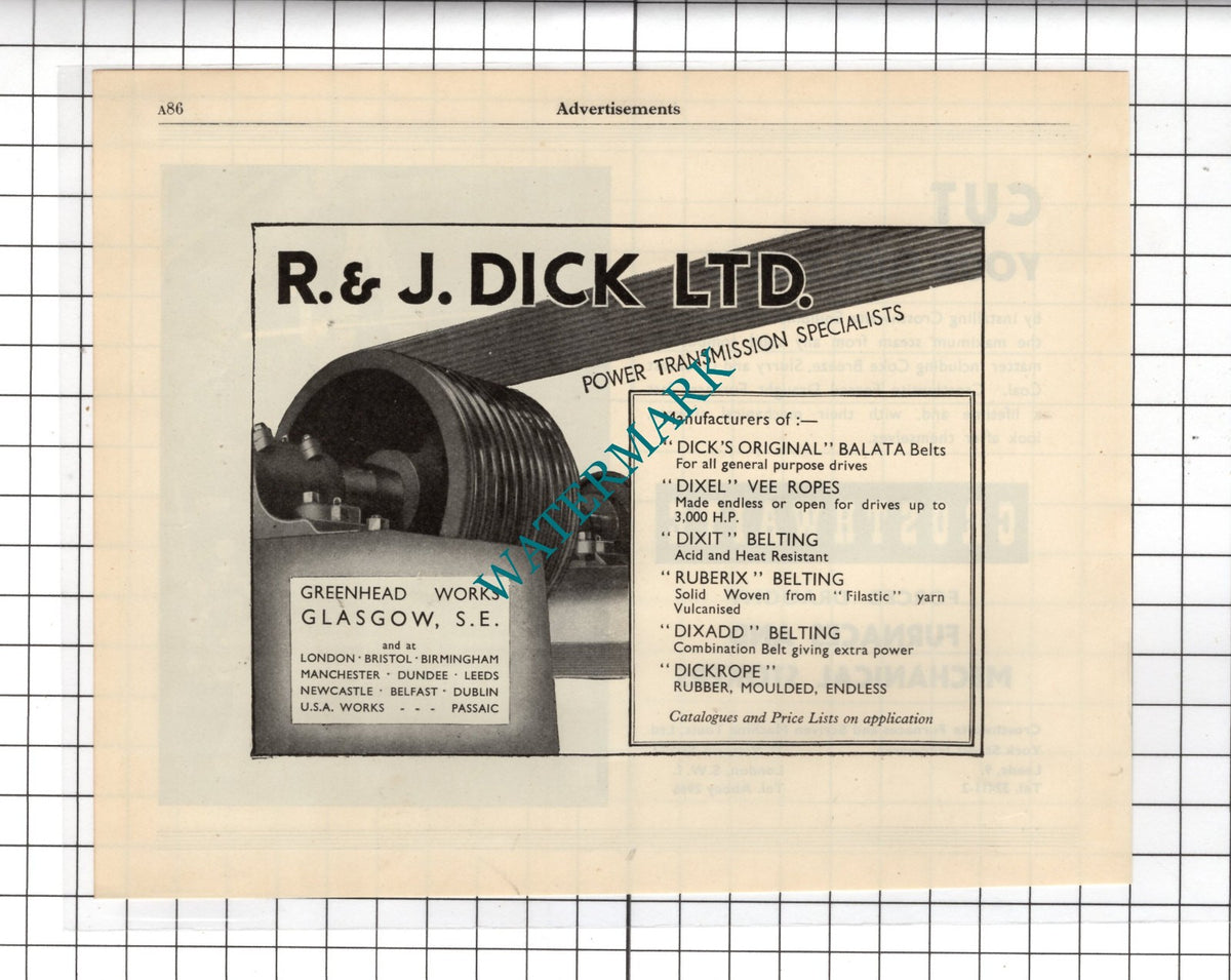 R J Dick Ltd Glasgow / Crosthwaite Furnaces  Leeds -  1951 Advert