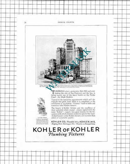 Post Office New Orleans  / Mark Hopkins Hotel San Francisco  - c.1926 Advert