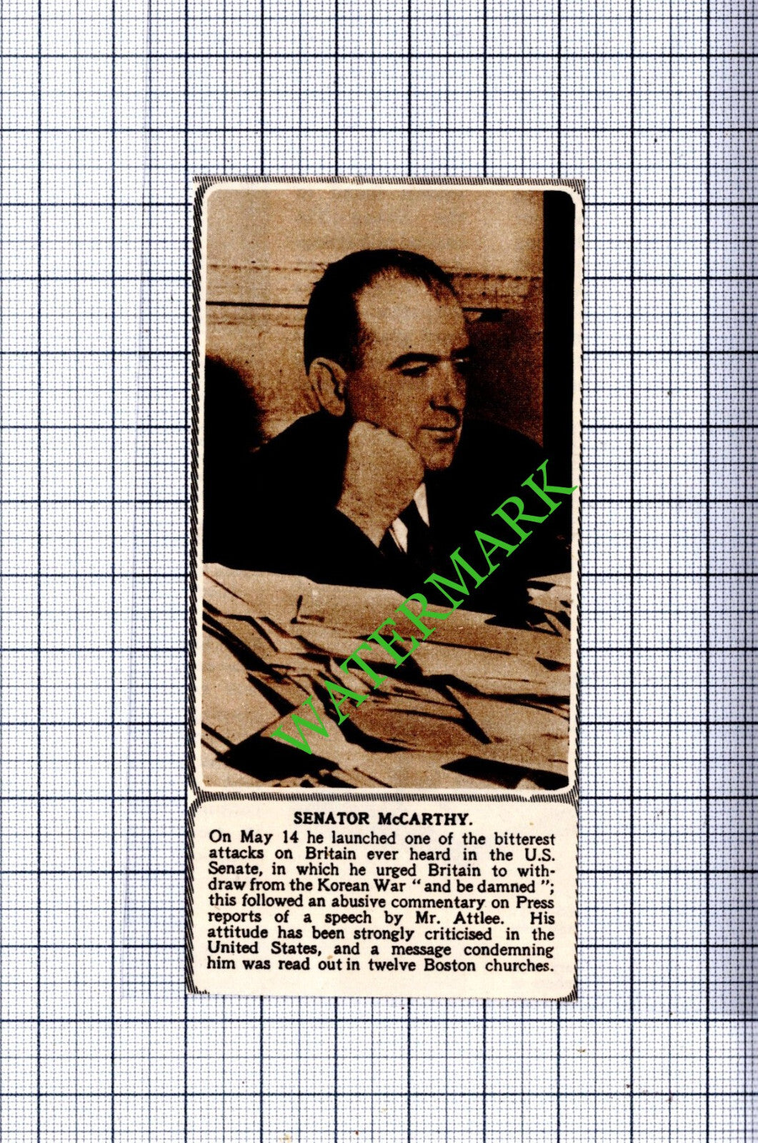 Senator McCarthy - 1953 SMALL Cutting