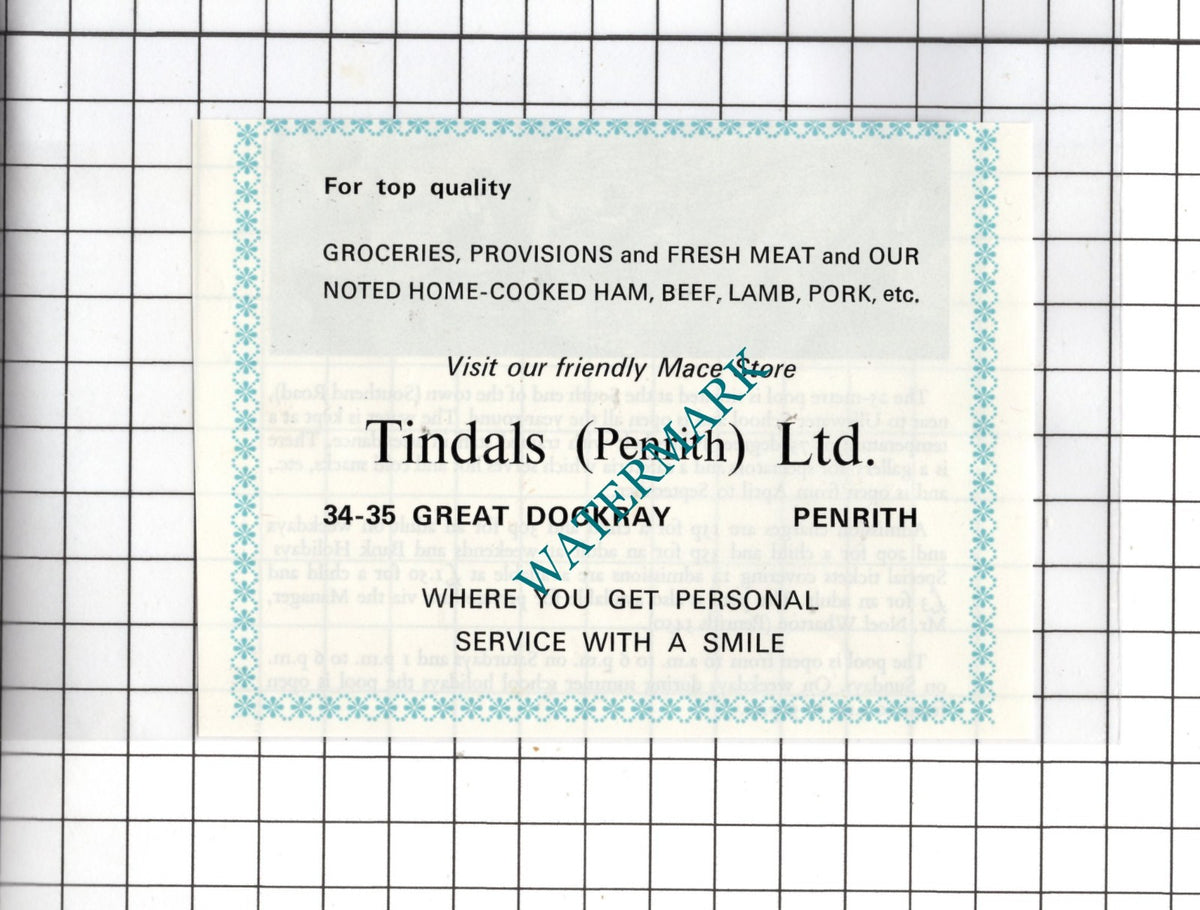 Tindals (Penrith) Ltd 34-35 Great Dockray Penrith Cumbria - c.1975 SMALL Advert