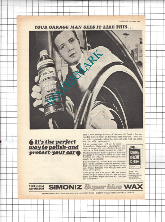 Mervyn Parrott Balham Hill Service Station Singer Chamois MkII Car Advert  1966