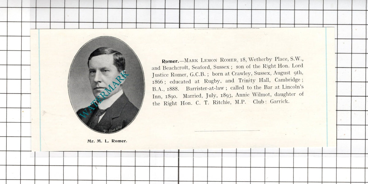 Mark Lemon Romer Beachcroft Seaford Sussex - c.1905 Clipping