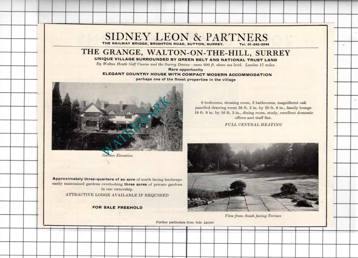 The Grange Walton-on-the-Hill Surrey House Sale Advert - 1967