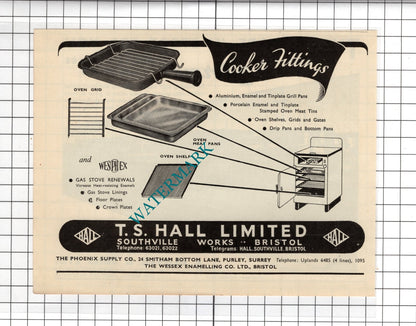J Glover & Sons Ltd London / T S Hall Ltd Southville Works Bristol - 1951 Advert