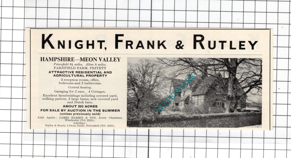 Farnfield Farm Privett Hampshire  -   House Sale Advert - 1967