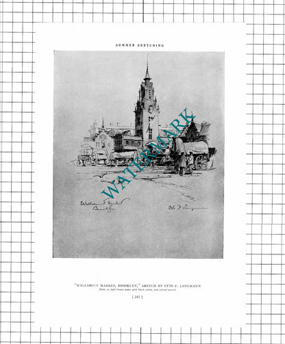 The Fish Market Chartres France / Wallabout Market Brooklyn - c.1926 Clipping