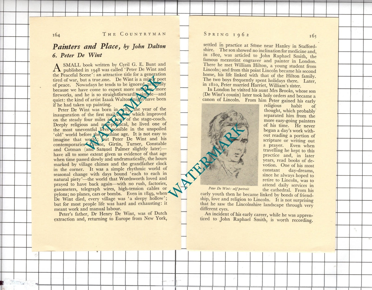 Peter De Wint Artist - 1962 Small Article