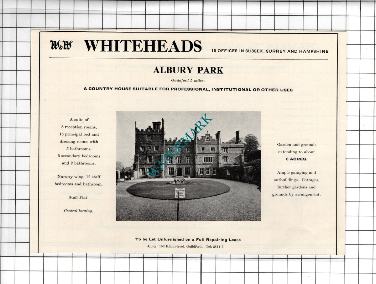 Albury Park Surrey  House Advert - 1967