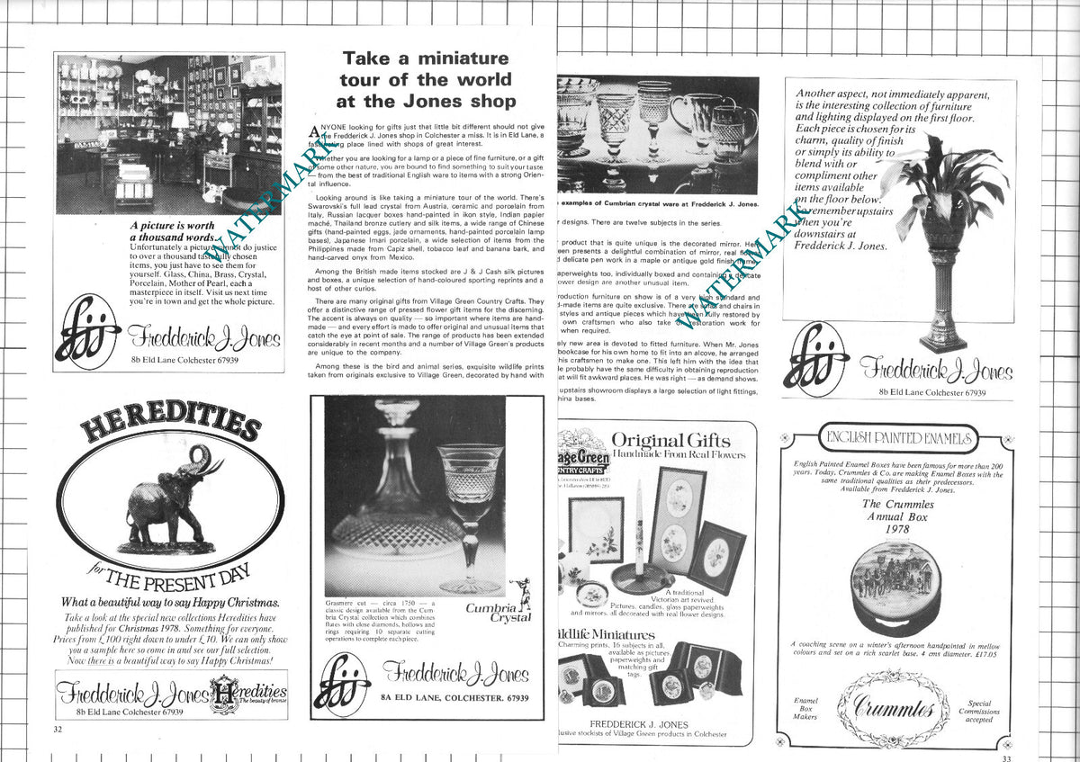 Fredderick J Jones Colchester Essex   Shop - 1978 Article