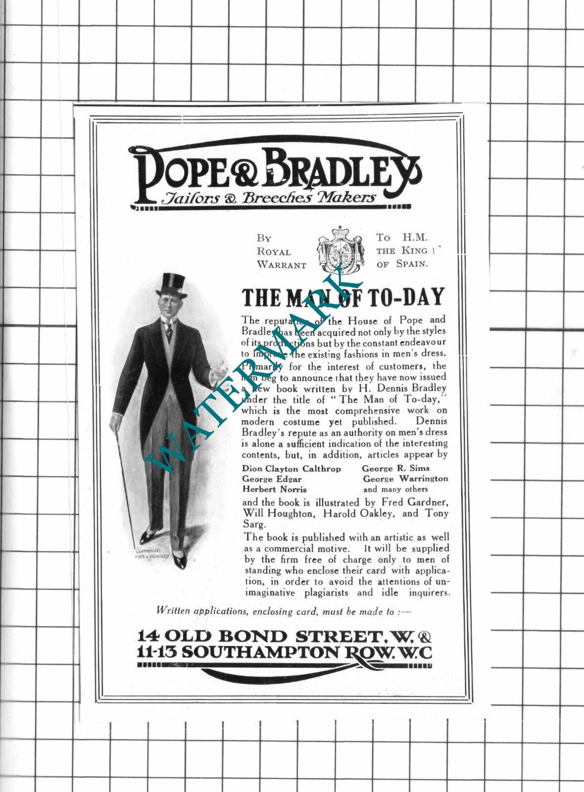 Pope & Bradley Tailors London H Dennis Bradley Small Advert - 1914 Clipping
