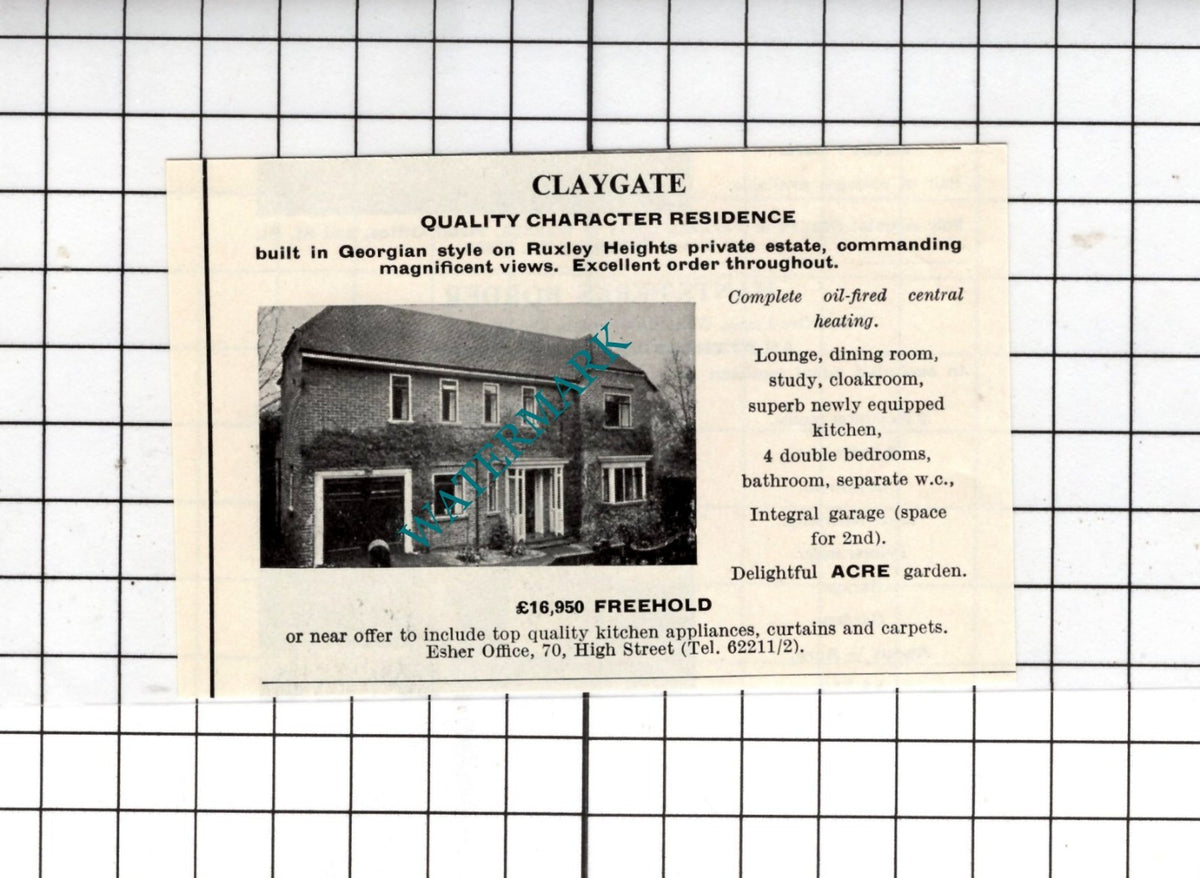 Claygate Surrey  - 1967 SMALL House Sale Advert