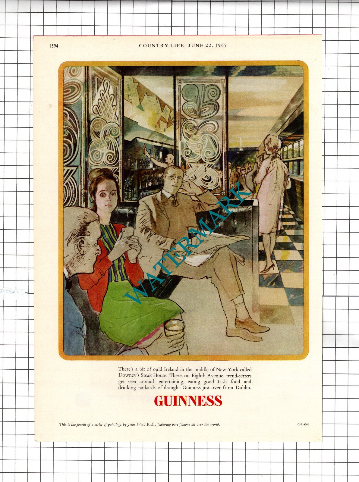 Guinness Advert Downey's Steak House / Palace of Mateus Douro - 1967 Advert