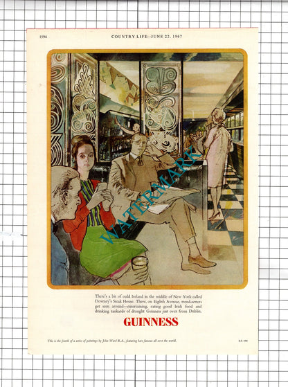 Guinness Advert Downey's Steak House / Palace of Mateus Douro - 1967 Advert