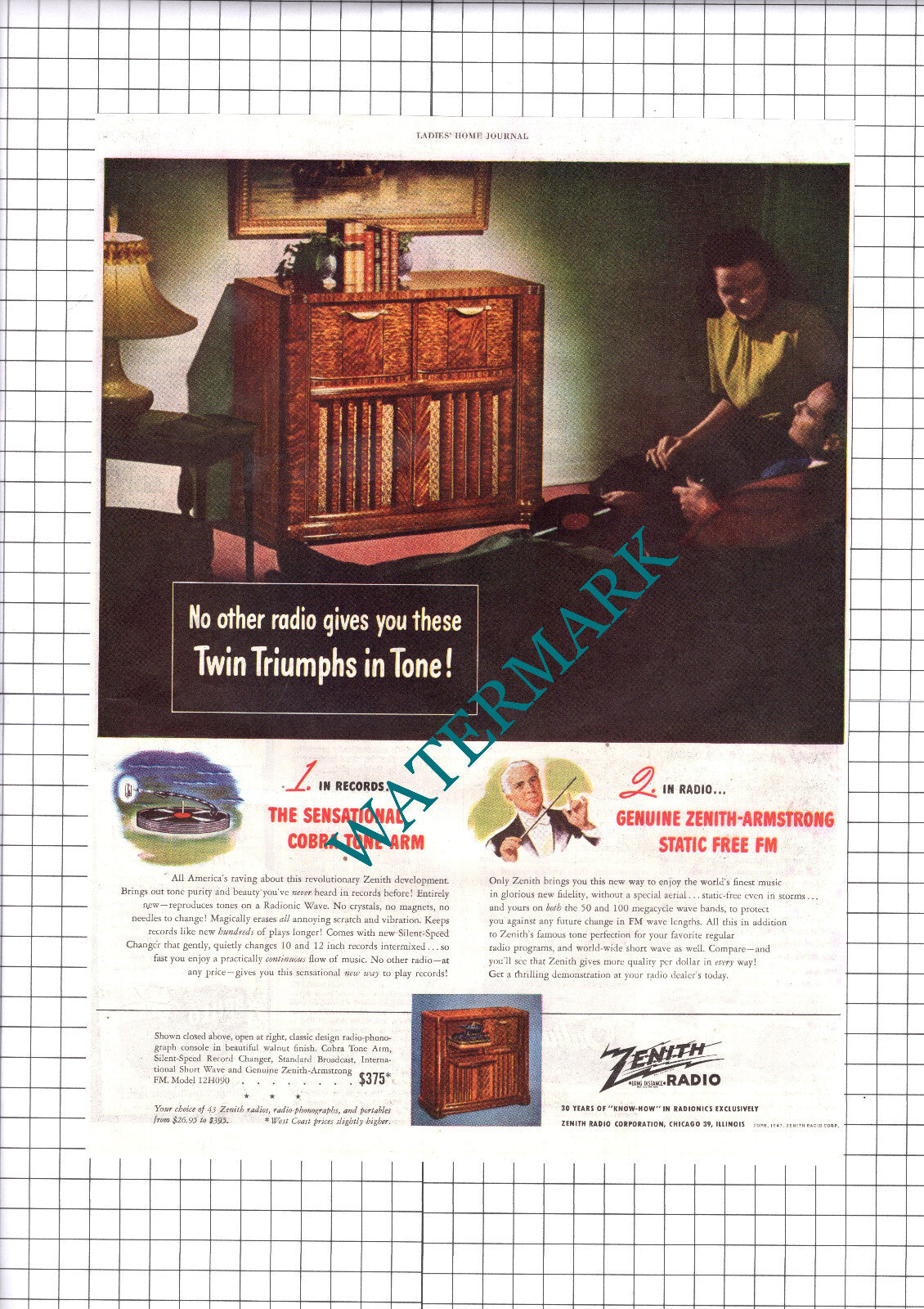 Zenith Radio ADVERT -   1947 Clipping / Print