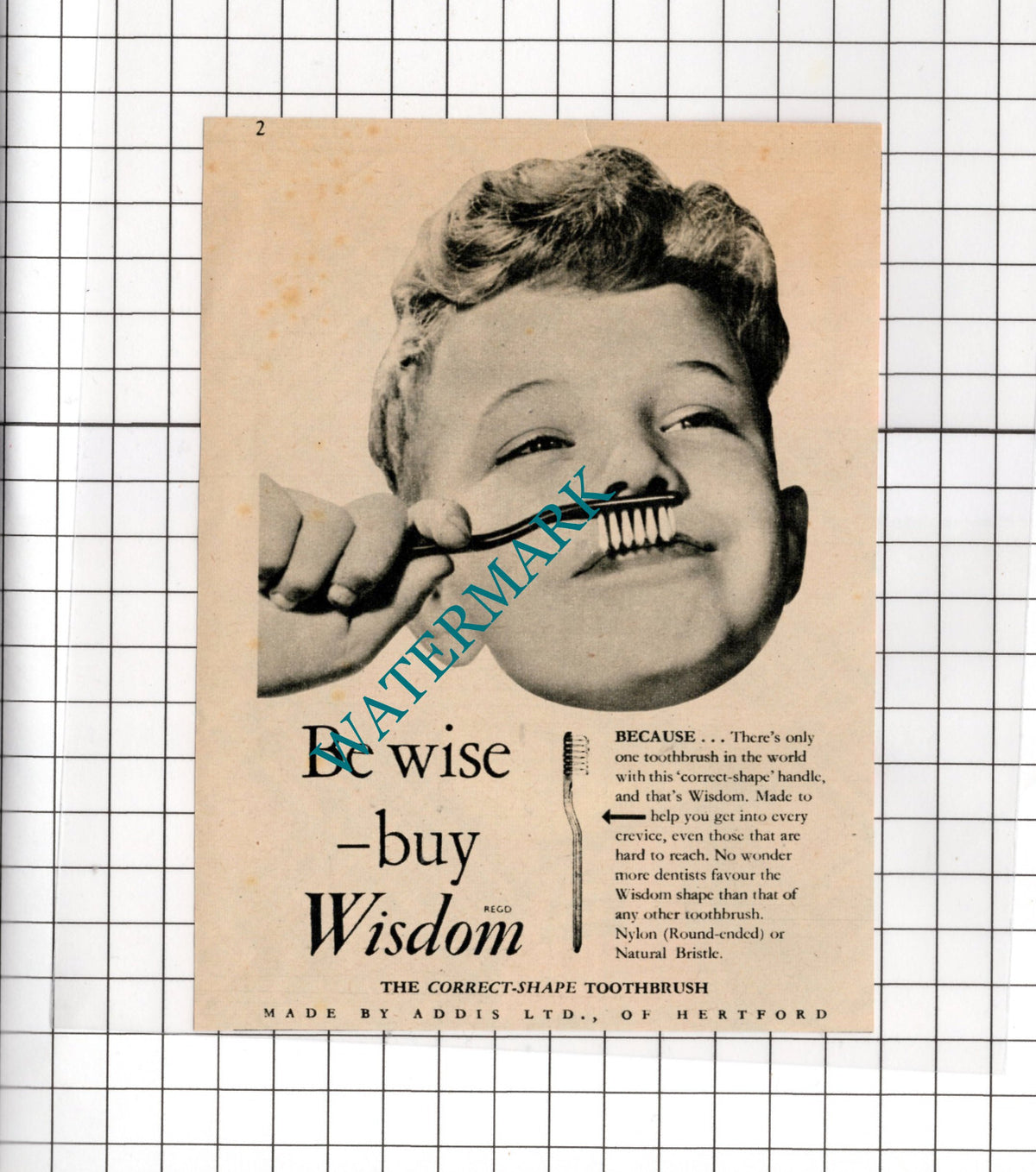 Wisdom Toothbrush Addis Ltd Hertford Small Advert - 1951 Cutting