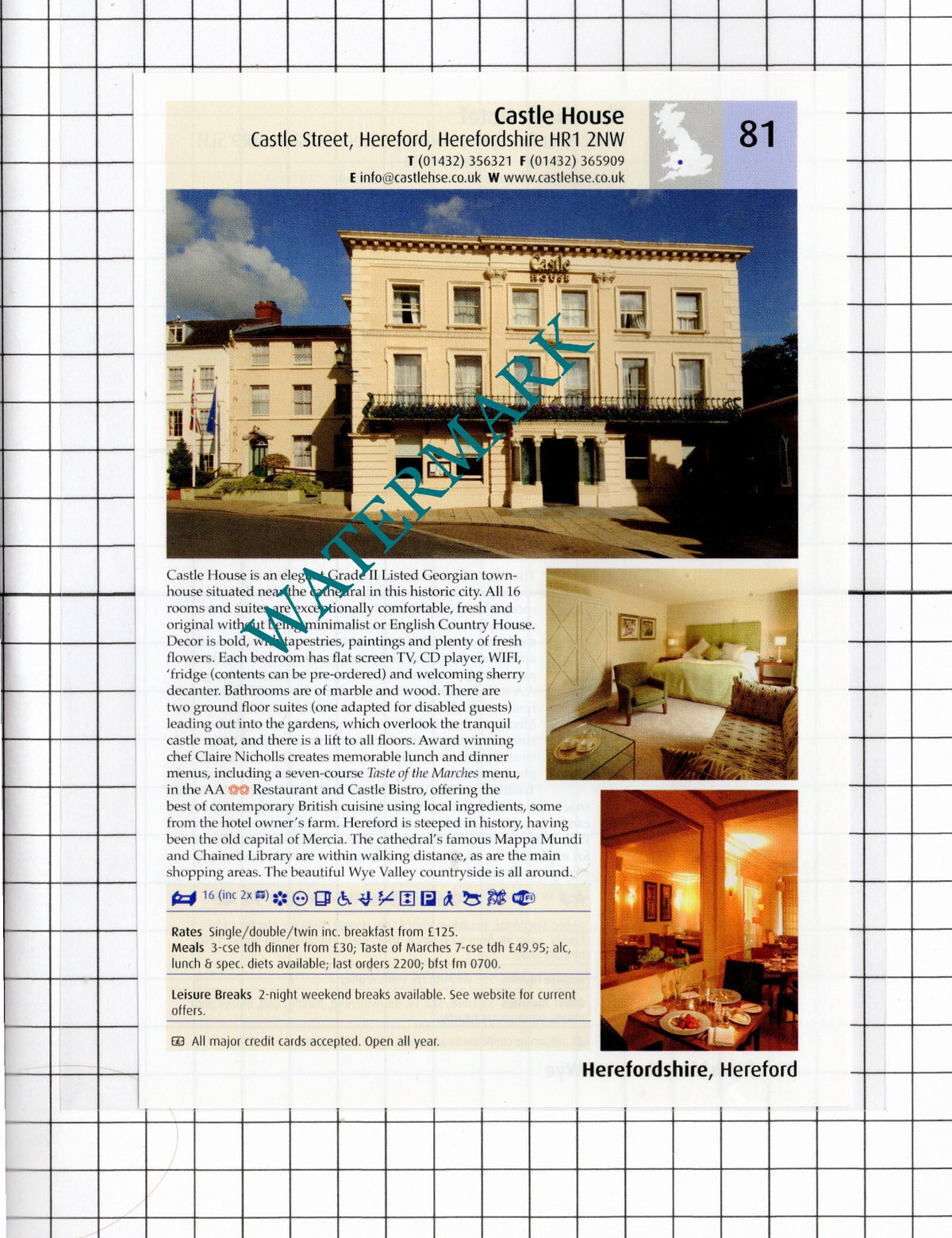 Castle House Hereford / The Chase Hotel Ross-on-Wye Herefordshire - 2011 Advert
