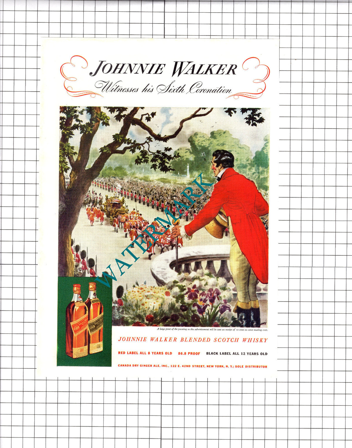 Johnnie Walker Whisky Coronation Advert -  1937 Clipping/ Print