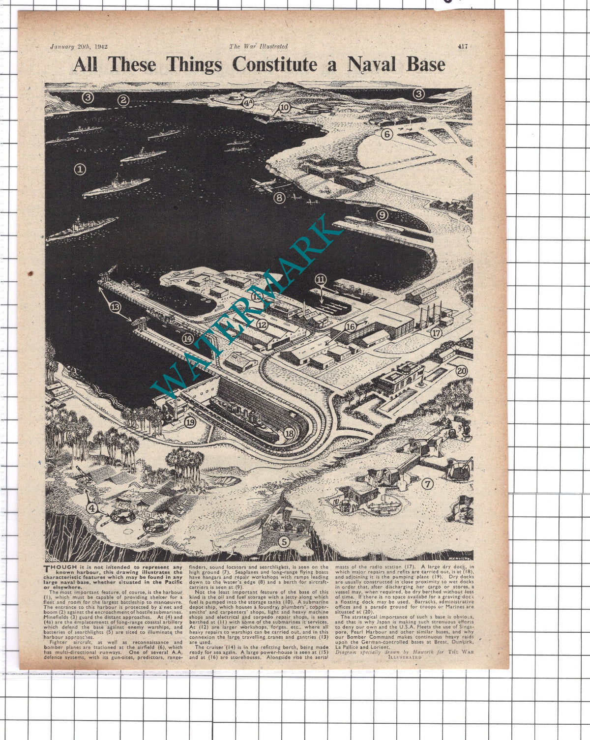 World War Two Naval Base  - 1942  Clipping