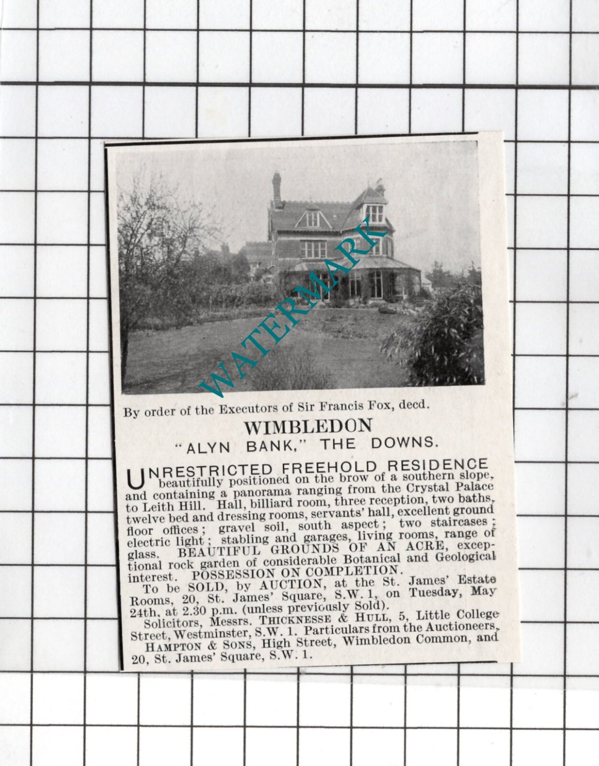 Alyn Bank The Downs Wimbledon London Sir Francis Fox  - 1927 Small House Advert