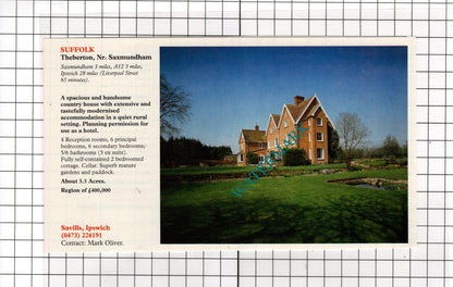 Theberton Suffolk / Oxted Surrey  - 1991 House Sale Advert