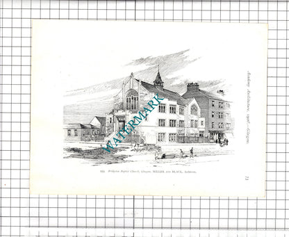 PAISLEY Wesleyan Methodist Hall  / Bridgeton Church Glasgow -1906 Print /Cutting