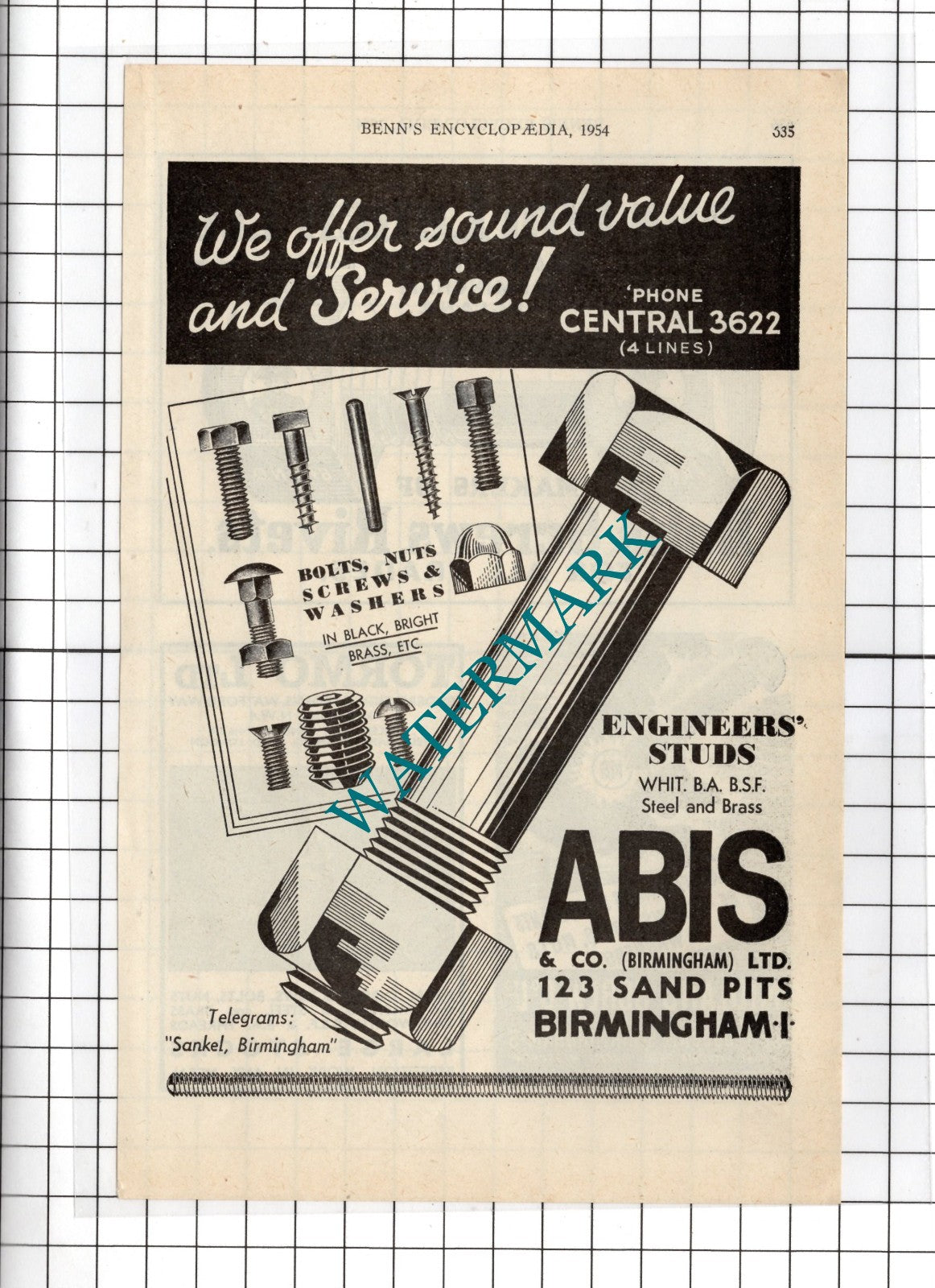 Abis & Co Birmingham Ltd  / Thomas W Lench Ltd Blackheath Tormo Ltd  1954 Advert