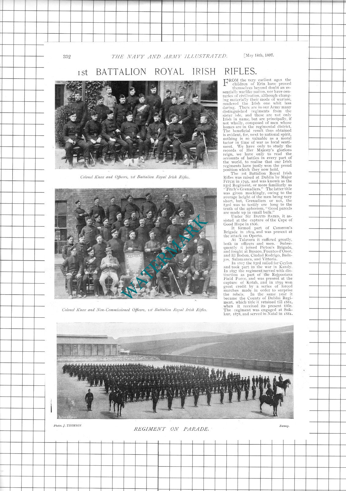 1st Battalion Royal Irish Rifles Colonel Knox - 1897 Book Print