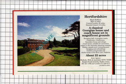 Newbury Berkshire / Much Hadham Hertfordshire - 1991 House Sale Advert