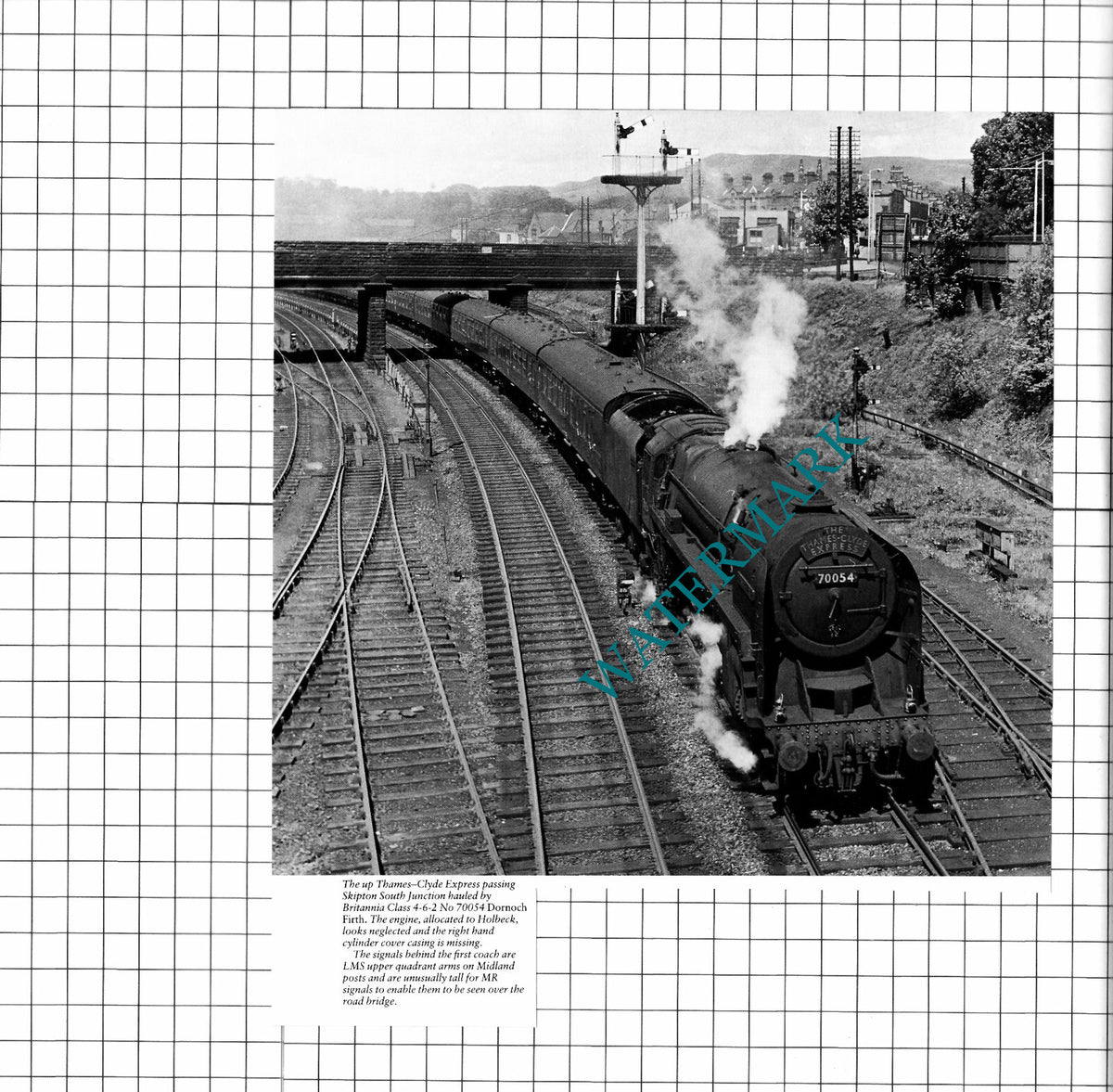 Skipton Yorkshire Railway Junction Engine No 70054 Thames Clyde Express -Cutting
