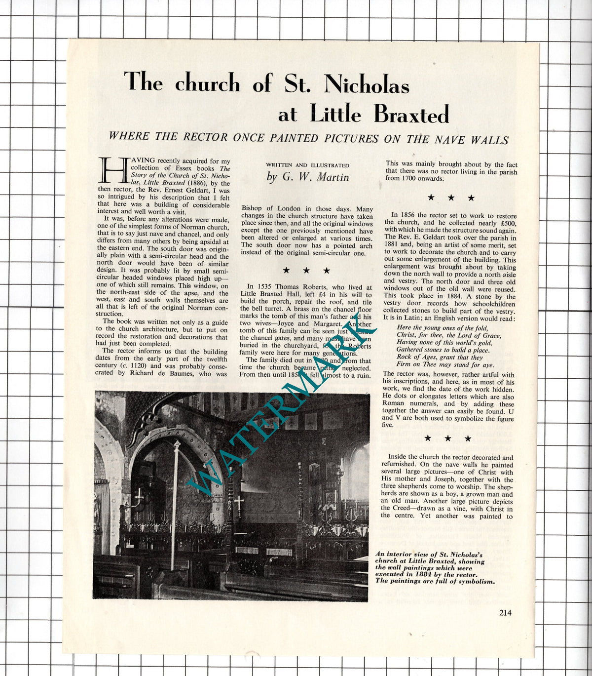 Church Of St Nicholas Little Braxted Essex - 1964 Article