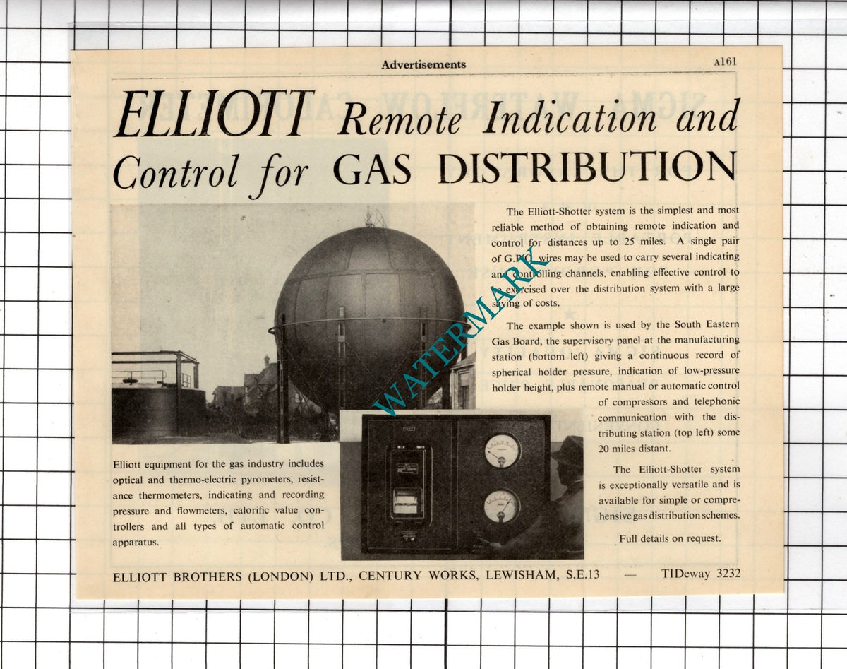Elliott Brothers London Ltd /  Sigma Instrument Co Ltd Letchworth -  1951 Advert