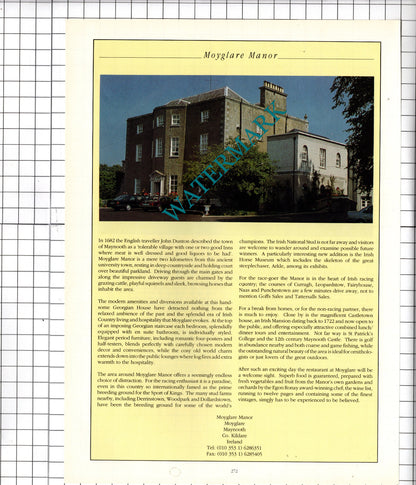 Moyglare Manor Maynooth Kildare Ireland / Hotel Minella Clonmel - 1995 Advert