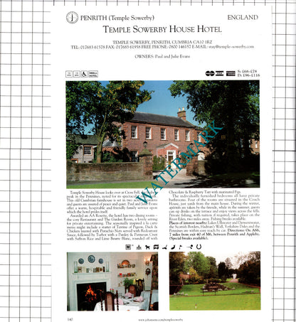 Cross House Hotel Padstow Cornwall / Temple Sowerby House Hotel   - 2001 Advert