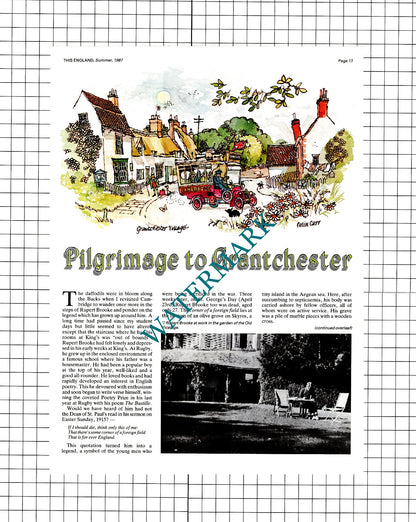 Grantchester Cambridgeshire Rupert Brooke - 1987 Article / Print