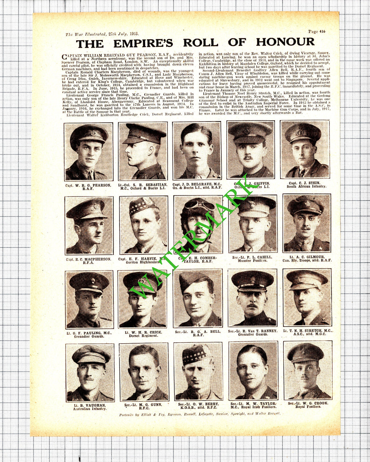 Ronald Macpherson George Pauling Walter Routledge Comber-Taylor   1918 Cutting