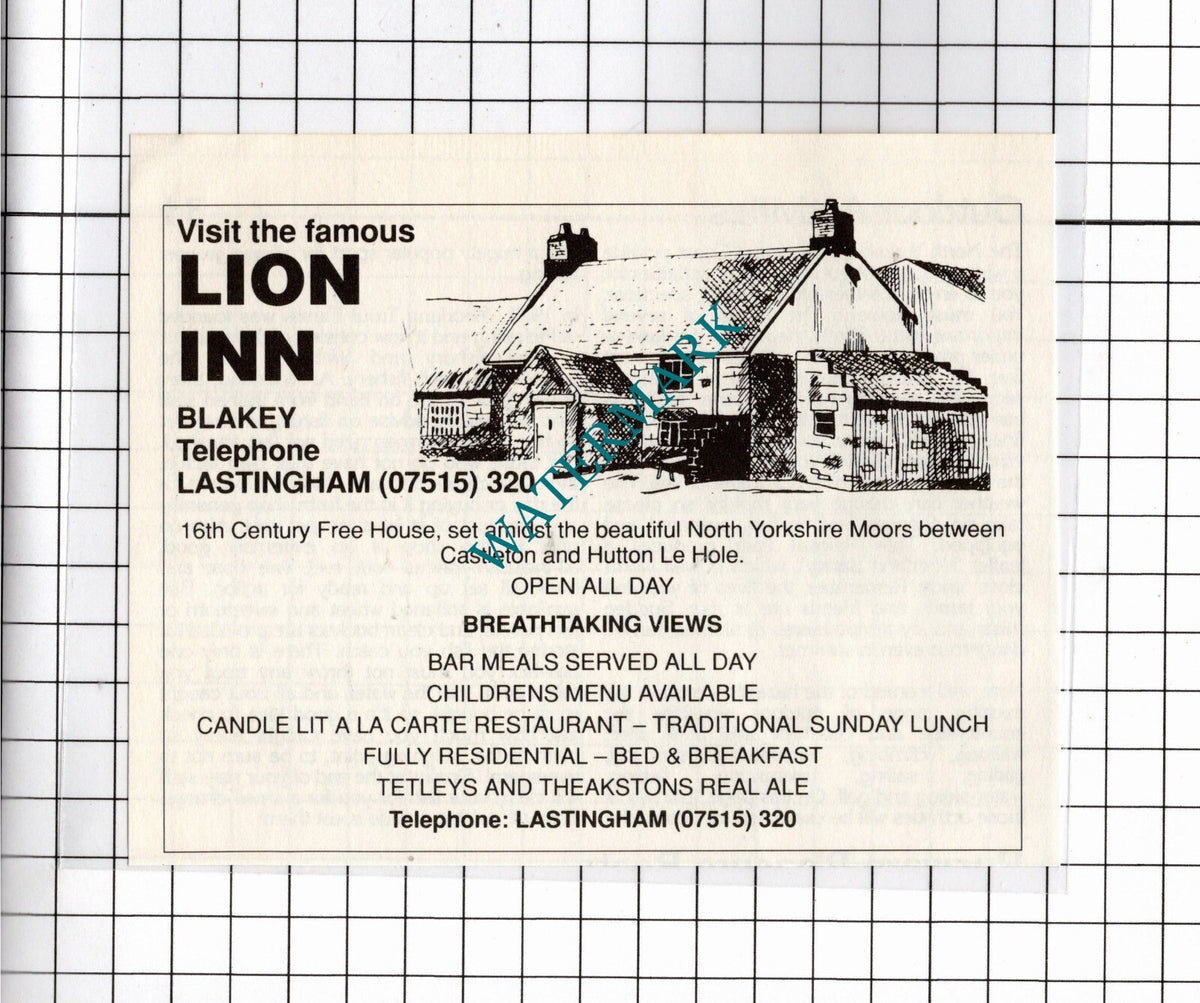Lion Inn Blakey North Yorkshire  - 1990 Advert