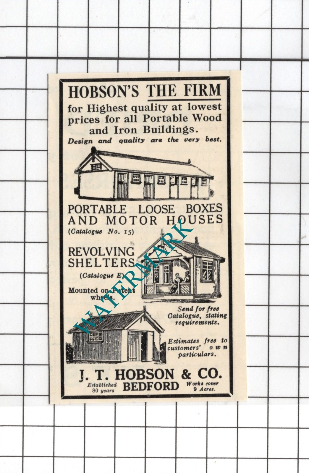 J T Hobson & Co Bedford  - 1926 SMALL Advert