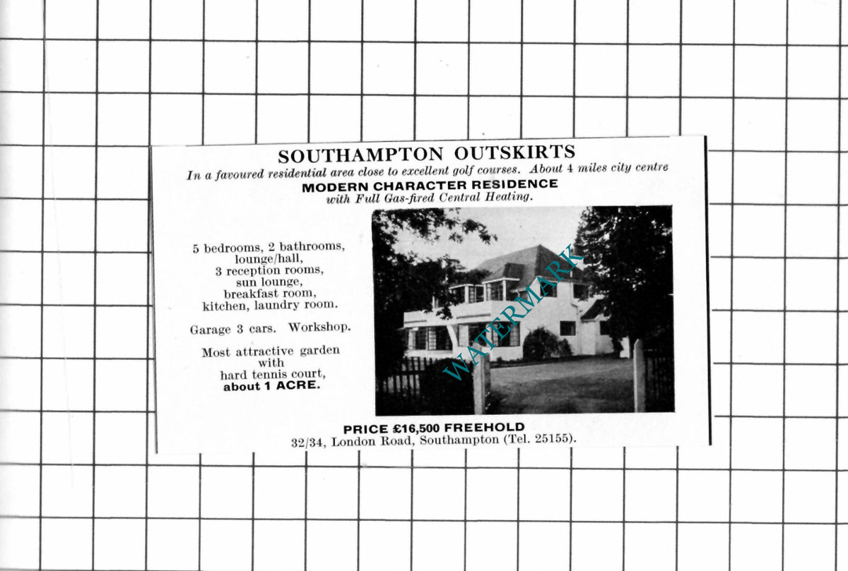Southampton Hampshire  Small House Sale Advert - 1967 Clipping