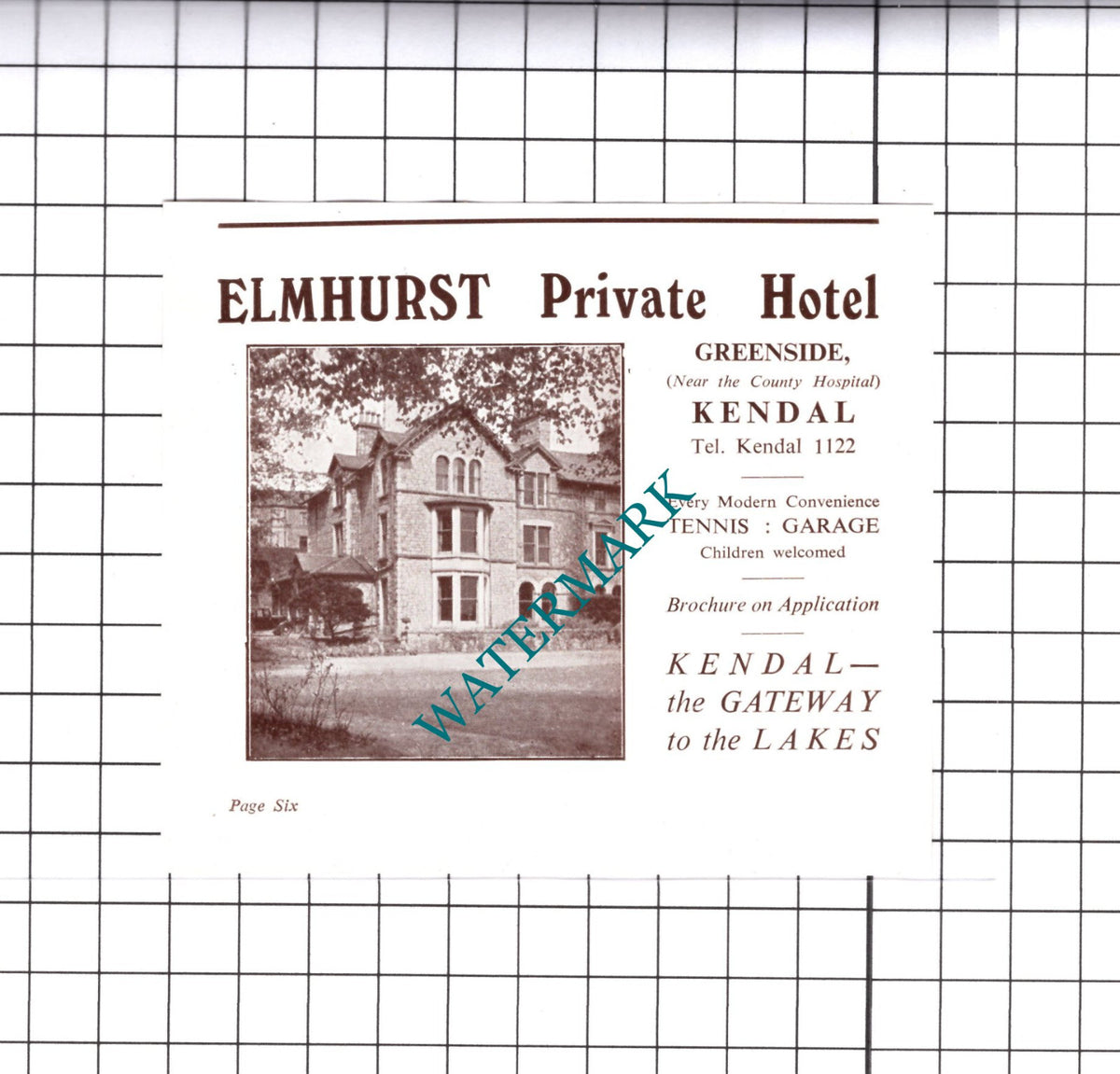 Elmhurst Hotel Greenside Kendal Small Advert - c.1950's Cutting
