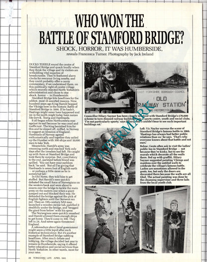 Stamford Bridge Yorkshire Michael Wiles Vic Naylor Crossland - 1985 Article