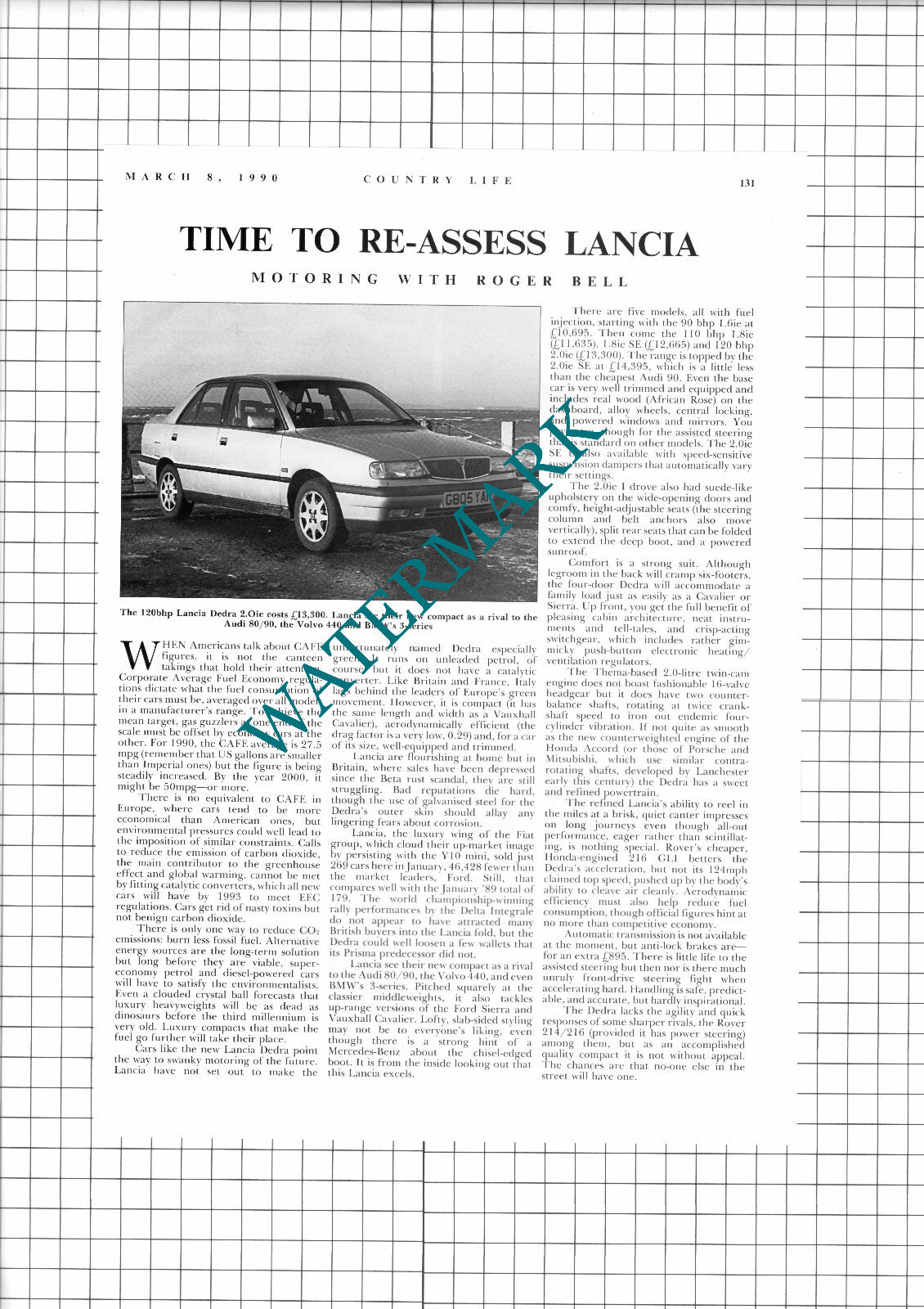 Lancia Dedra Car Review - 1990 Article / Print