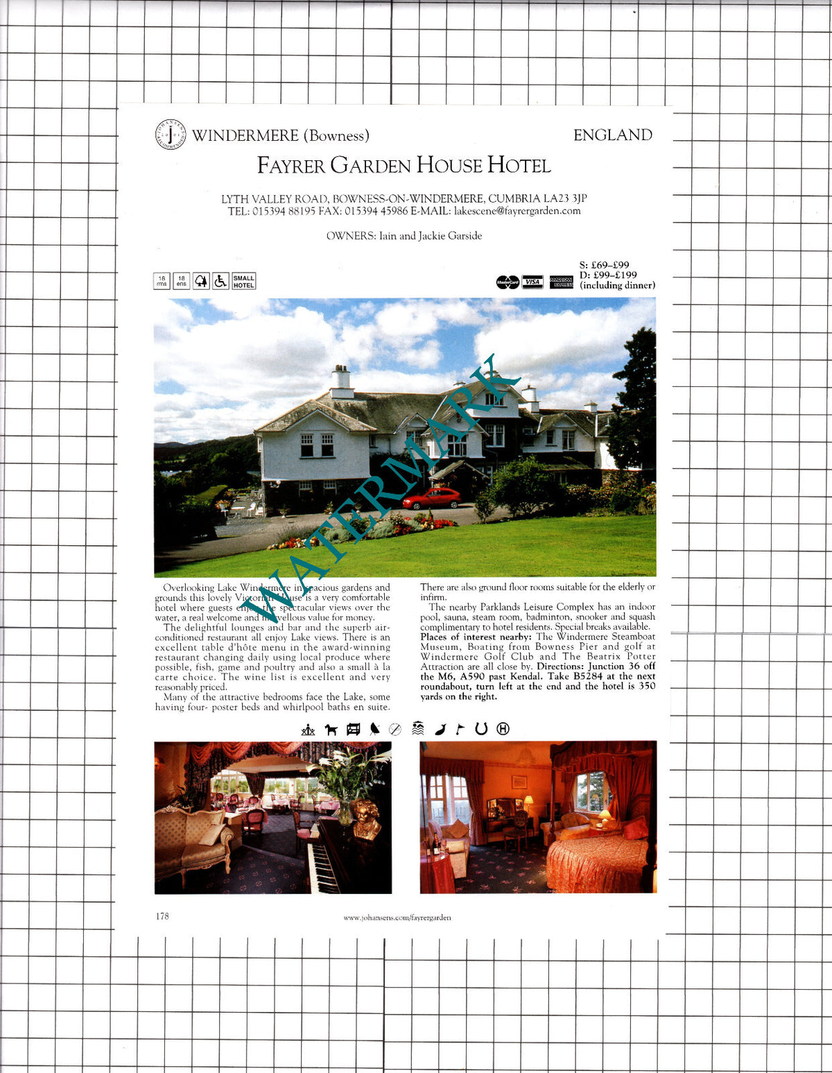Broadoaks Troutbeck Cumbria / Fayrer Garden House Hotel Bowness  -  2001 Advert