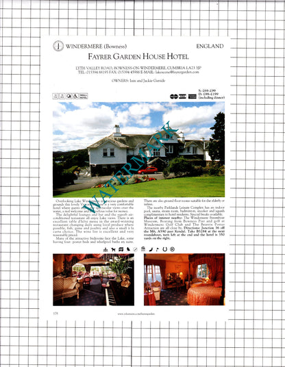 Broadoaks Troutbeck Cumbria / Fayrer Garden House Hotel Bowness  -  2001 Advert