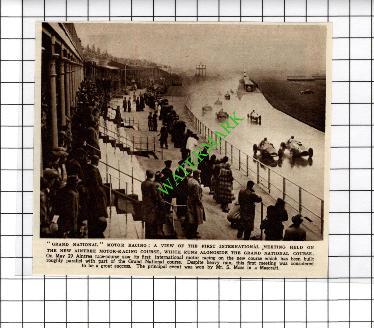 Aintree Motor Racing Course First Meeting - c.1954 Cutting