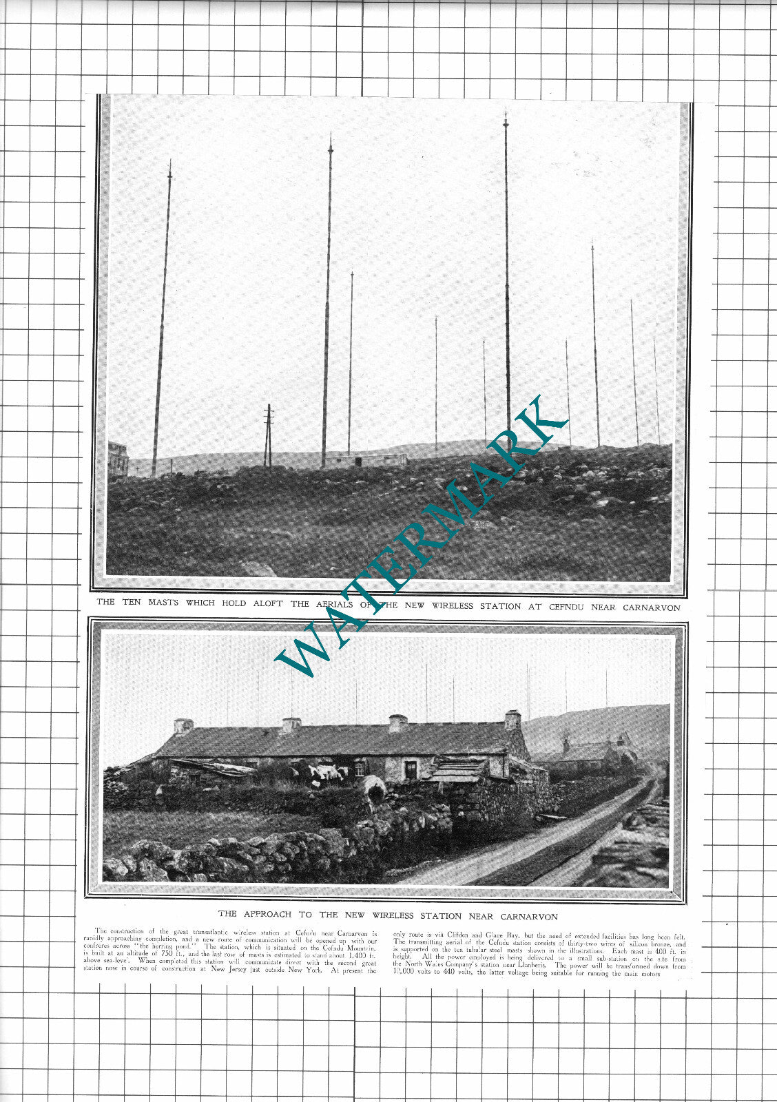 Wireless Station Cefndu Carnarvon Wales - 1914 Clipping / Print