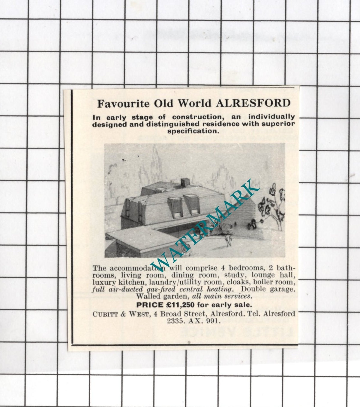 Alresford Hampshire SMALL House Sale Advert - 1967