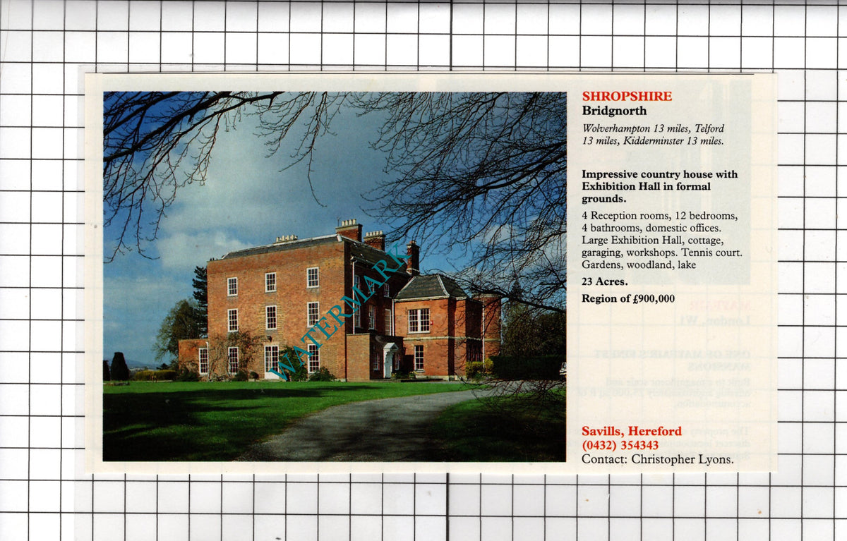 Bridgnorth Shropshire House Sale Advert -- 1991 Cutting