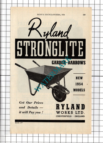 Ryland Works Ltd Chesterfield / W T French & Son Ltd Birmingham -  1954 Advert